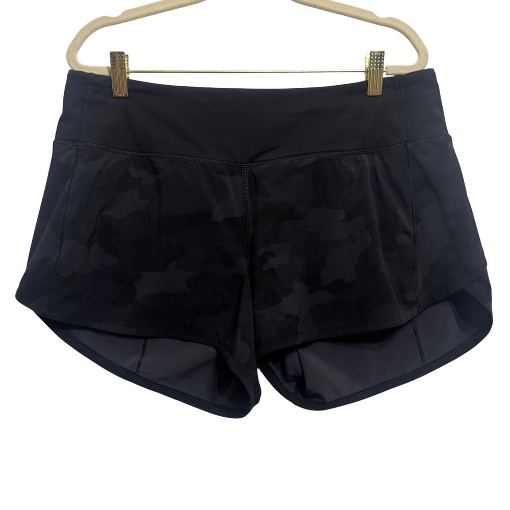 Lululemon Speed Up Short Long 4 Womens 10 Camo Coal Excellent Running Mid Rise - Picture 5 of 11